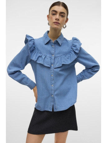 Vero Moda Blouse VMULI LS FRILL DNM SHIRT YO373 10326688 Light Blue Denim