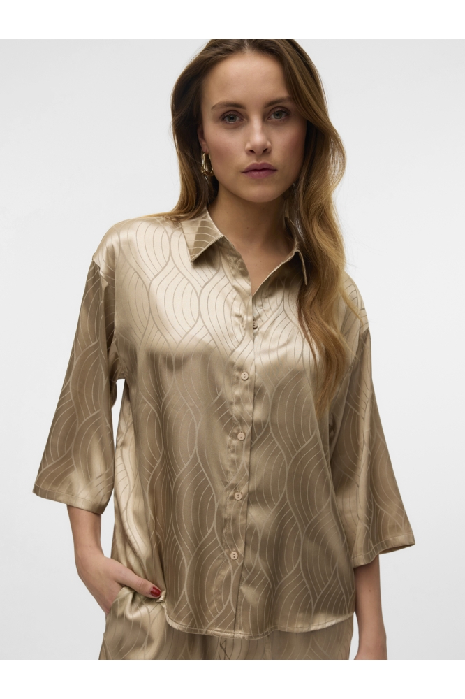 VMBRIELLE 3/4 SHIRT WVN BTQ 10328553 SILVER MINK