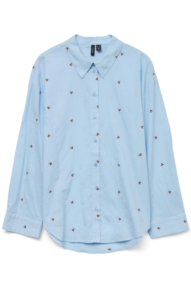 VMODONA LS SHIRT WVN GA 10324629 AIRY BLUE/EMB CHERRY