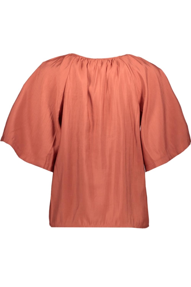 VMBRILEY 2/4 V-NECK EMB. TOP WVN BT 10328242 MARSALA