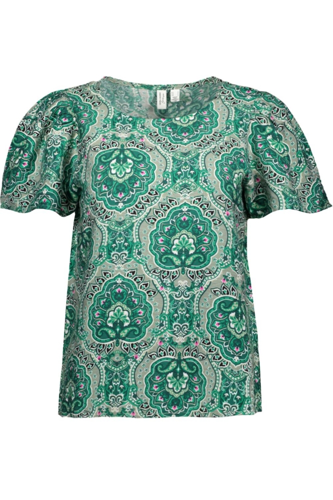 VMBABIA S/S O-NECK TOP WVN BTQ 10331586 HEDGE GREEN