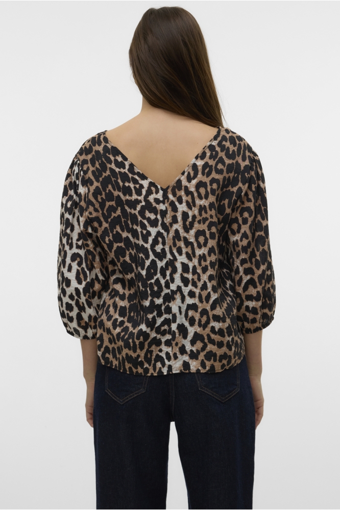 VMJOSIE 3/4 V-NECK TOP WVN GA 10331457 EGRET/LEO