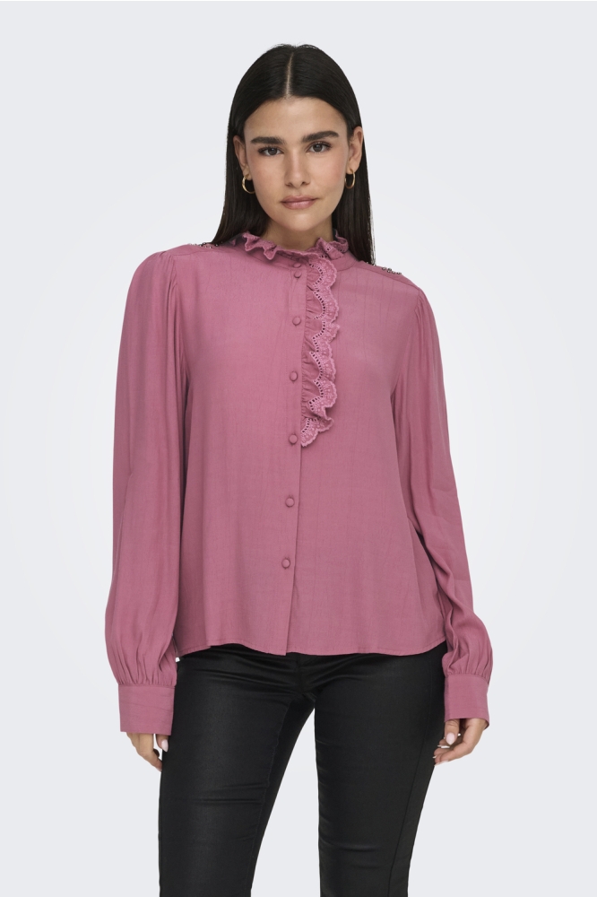 JDYAMY L/S FRILL SHIRT WVN EXP 15347772 Rose Wine