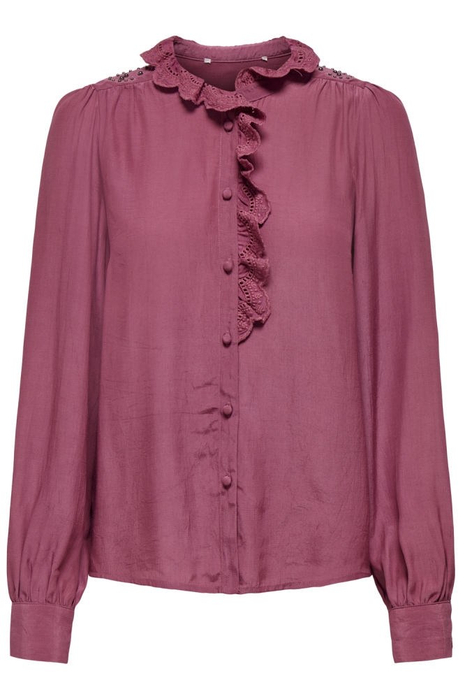 JDYAMY L/S FRILL SHIRT WVN EXP 15347772 Rose Wine