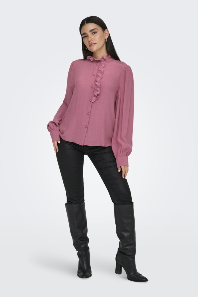 JDYAMY L/S FRILL SHIRT WVN EXP 15347772 Rose Wine