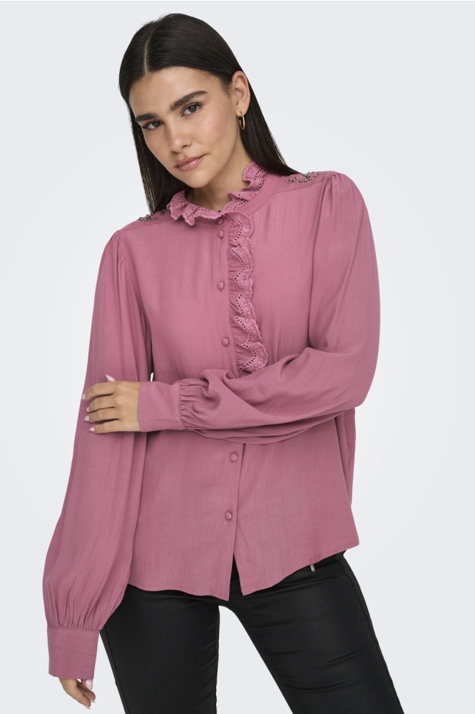 JDYAMY L/S FRILL SHIRT WVN EXP 15347772 Rose Wine