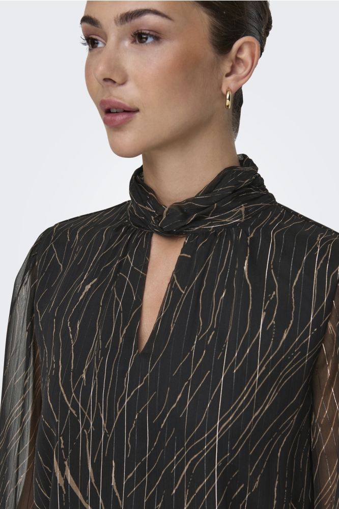 JDYCODY L/S KNOT TOP WVN 15337247 BLACK/GOLD STRIPE