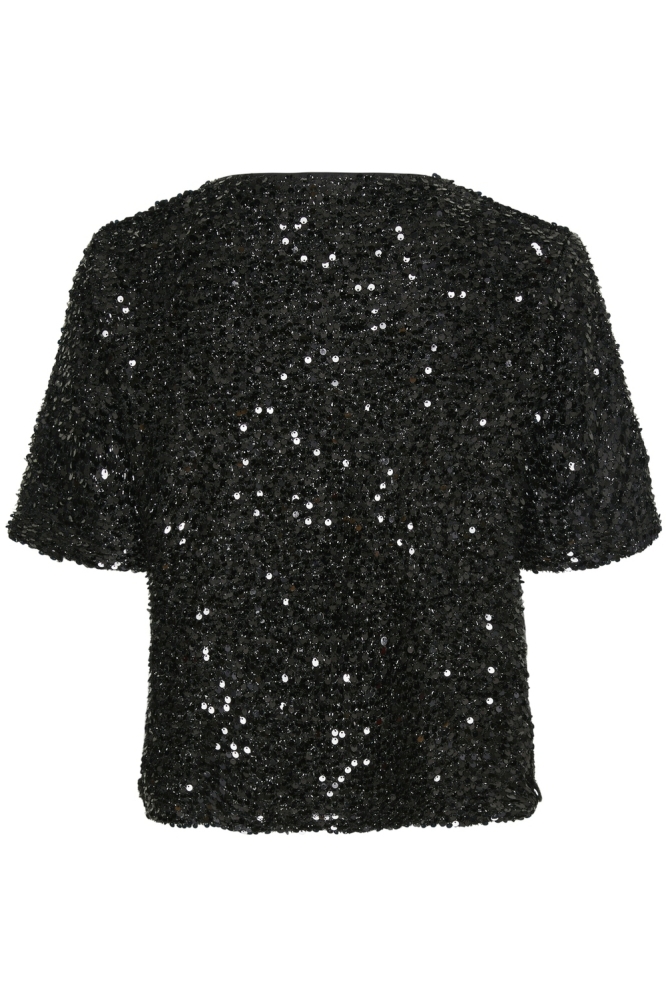 PCSERENA SEQUIN SS O-NECK TOP MM JR 17150886 Black/Black sequ