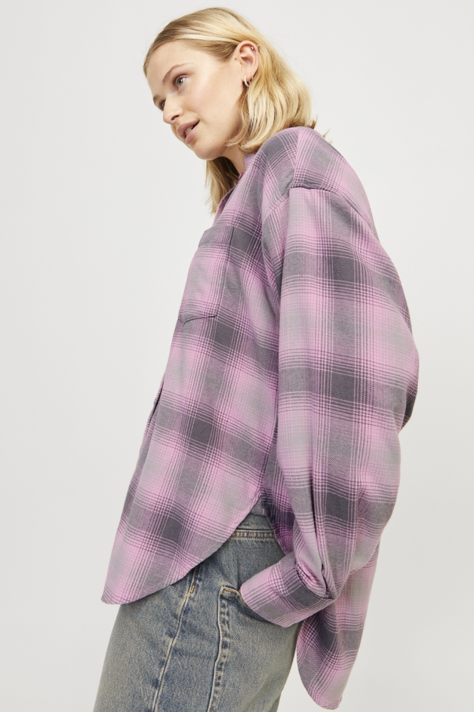 JXJAMIE FLANNEL LS SHIRT WVN SN 12265314 MOONLITE MAUVE