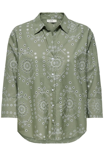 Jacqueline de Yong Blouse JDYEMMA 3/4 EMBROIDERY SHIRT WVN EX 15350806 SEA SPRAY/WHITE EMBR