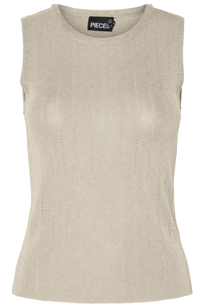 PCSALIMA SL O-NECK KNIT TOP BC 17156391 SANDSHELL/GOLD LUREX