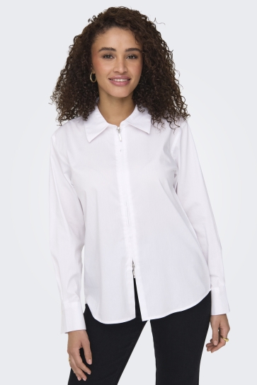 Jacqueline de Yong Blouse JDYMIO L/S ZIP SHIRT WVN EXP 15358062 WHITE