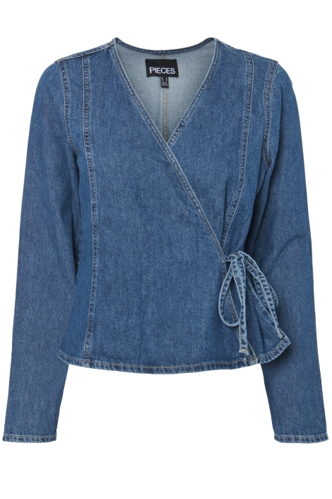 Pieces pctabi ls denim wrap shirt