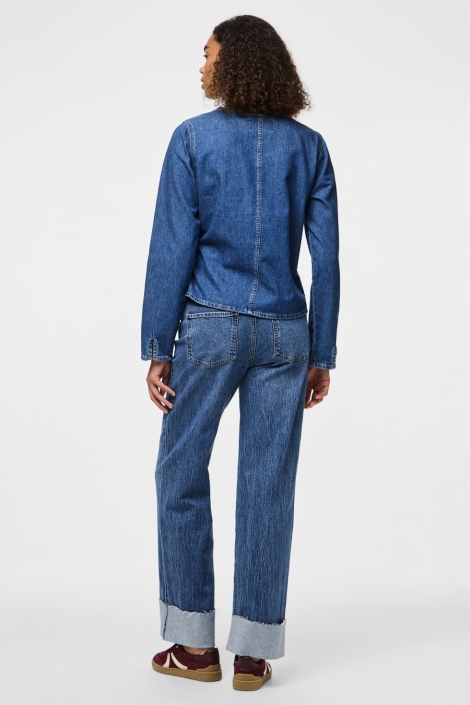 Pieces pctabi ls denim wrap shirt