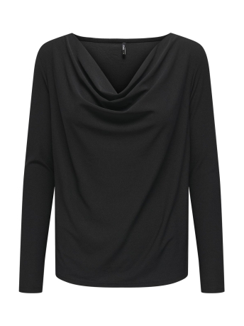 Only Blouse ONLSANSA L/S WATERFALL TOP JRS 15273862 BLACK