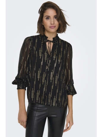 Only Blouse ONLMIRA L/S V-NECK SHIRT PTM 15332641 GOLD COLOUR/LORA STRIP