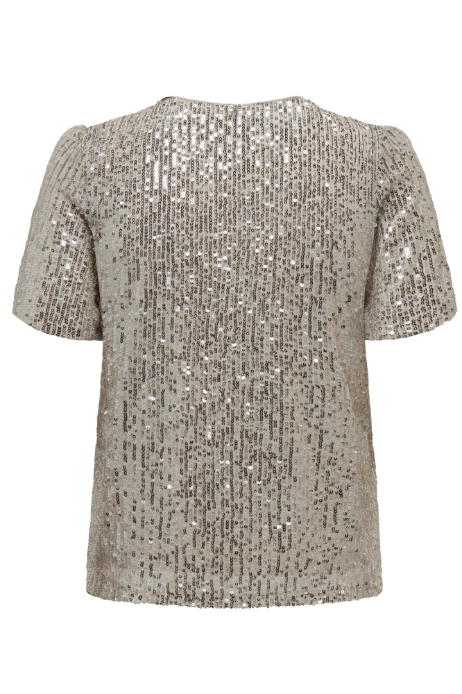 ONLANA S/S LOOSE SEQUINS TOP JRS 15333850 PUMICE STONE/PUMICE STO