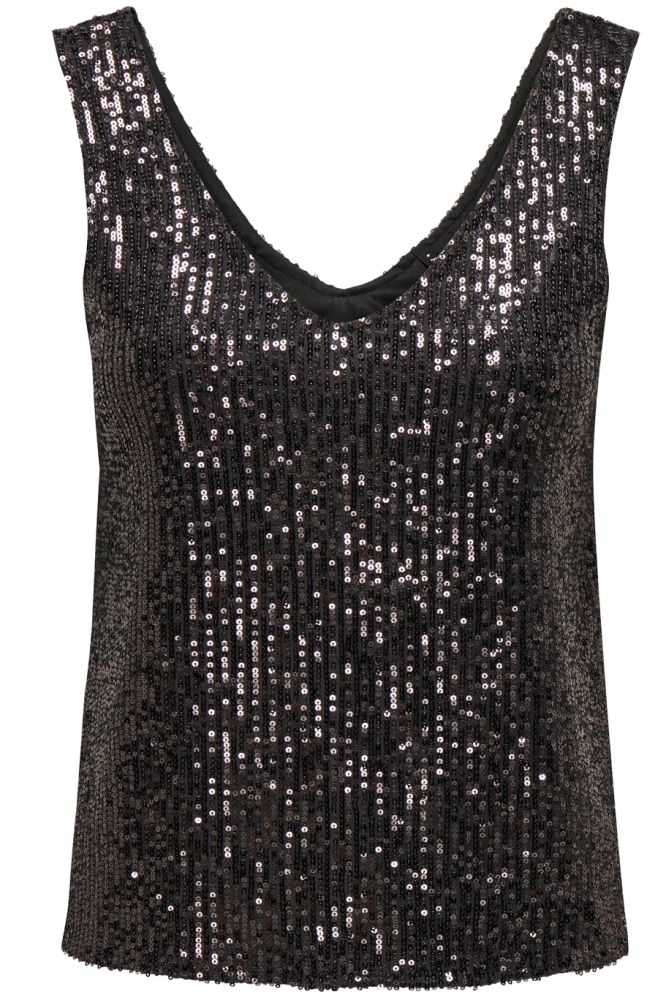 ONLANA S/L V-NECK SEQUINS TOP JRS 15307926 MAGNET/MAGNET SEQ