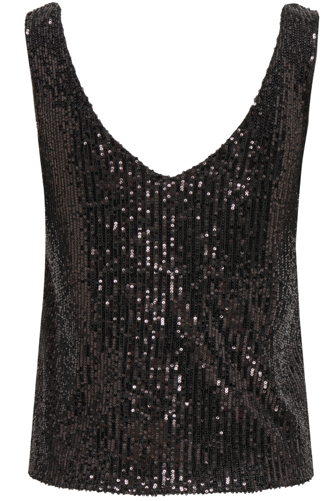 ONLANA S/L V-NECK SEQUINS TOP JRS 15307926 MAGNET/MAGNET SEQ