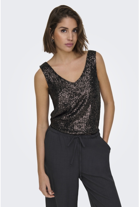 Only onlana s/l v-neck sequins top jrs