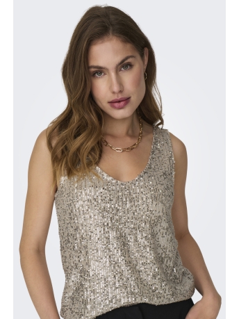 Only Top ONLANA S/L V-NECK SEQUINS TOP JRS 15307926 PUMICE STONE