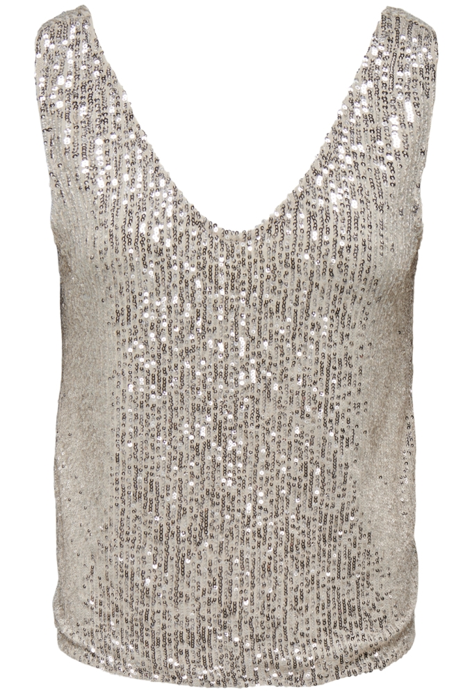 ONLANA S/L V-NECK SEQUINS TOP JRS 15307926 PUMICE STONE