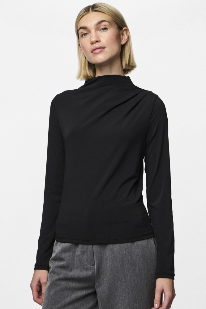 PCMADISON LS DRAPED TOP JRS NOOS BC 17153519 BLACK