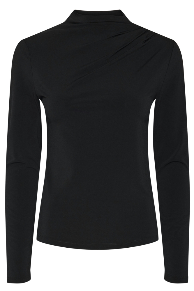 PCMADISON LS DRAPED TOP JRS NOOS BC 17153519 BLACK