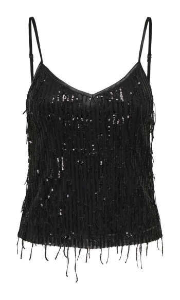 ONLSPACY SEQUINS SINGLET WVN 15331802 BLACK/BLACK SEQU