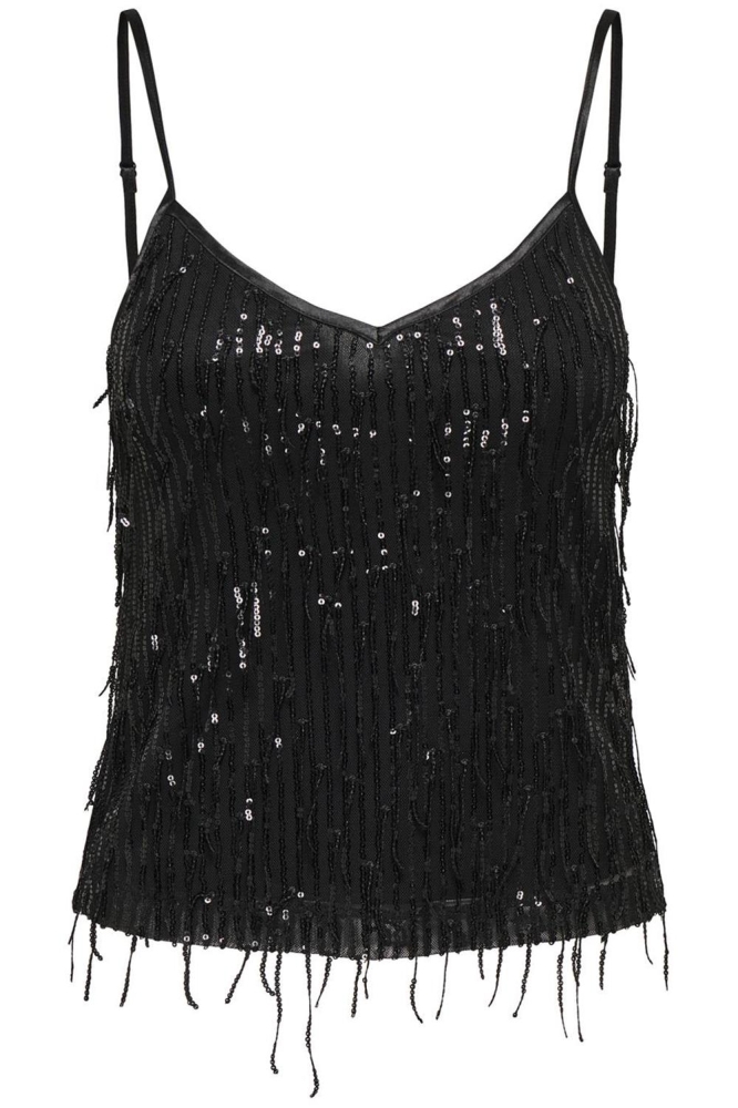 ONLSPACY SEQUINS SINGLET WVN 15331802 BLACK/BLACK SEQU