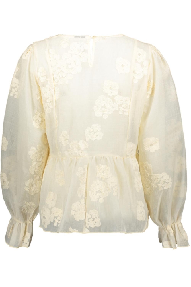 PCDANA LS O-NECK FRILL TOP WVN D2D 17160340 CLOUD DANCER