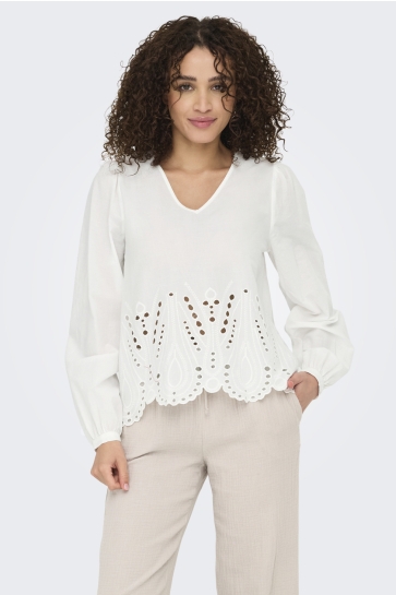 Jacqueline de Yong Blouse JDYMILEY L/S ANGLAISE TOP WVN 15351525 Cloud Dancer