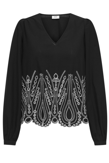 Jacqueline de Yong Blouse JDYMILEY L/S ANGLAISE TOP WVN 15351525 Black/W. SANDSHELL