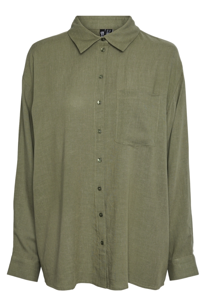 PCPIA LS LOOSE SHIRT WVN NOOS 17149315 DEEP LICHEN GREEN