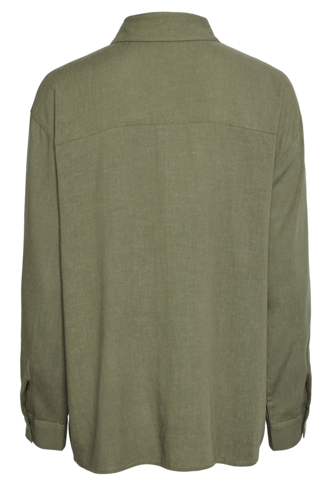 PCPIA LS LOOSE SHIRT WVN NOOS 17149315 DEEP LICHEN GREEN