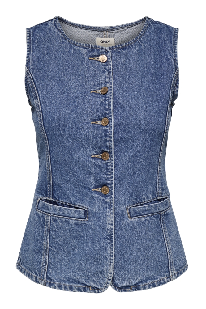 ONLGIULINA S/L BUTTON VEST DNM MAE 15354753 MEDIUM BLUE DENIM