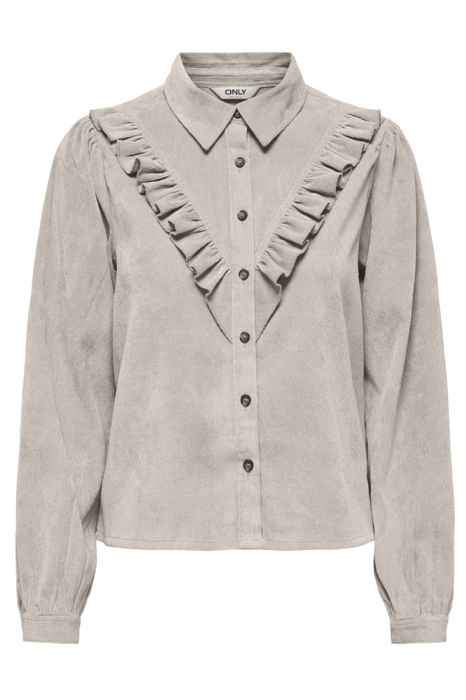 ONLMARIKE L/S CORD FRILL SHIRT PNT 15334332 Pumice Stone