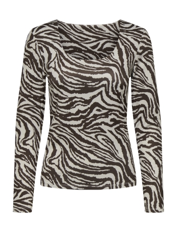 Only T-shirt ONLLONE AOP L/S TWO WAY TOP JRS 15354789 DEMITASSE/ZEBRA