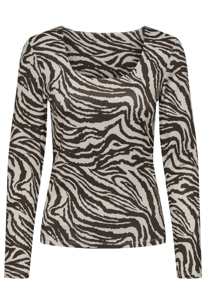 ONLLONE AOP L/S TWO WAY TOP JRS 15354789 DEMITASSE/ZEBRA