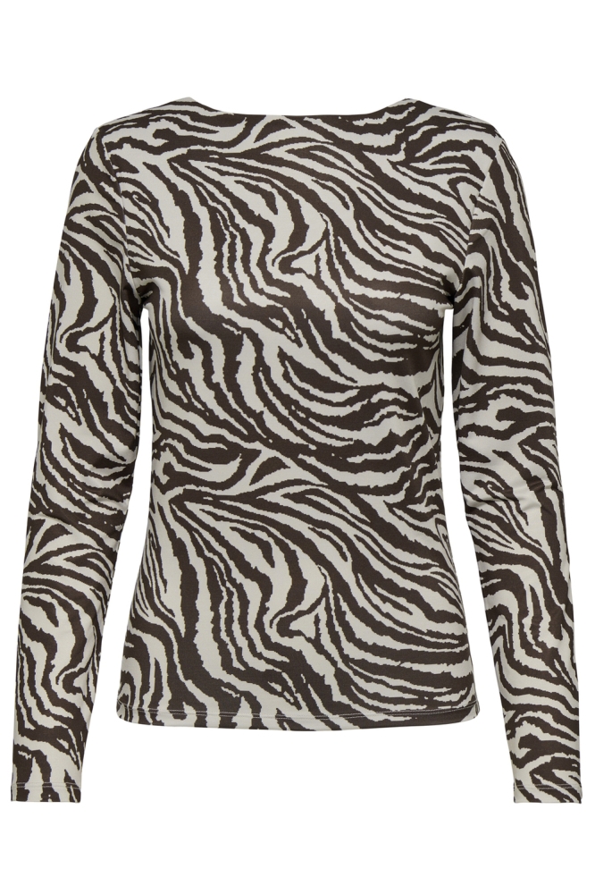 ONLLONE AOP L/S TWO WAY TOP JRS 15354789 DEMITASSE/ZEBRA