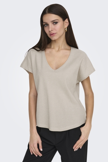 Only T-shirt ONLASIA S/S V-NECK TOP CC JRS 15339794 PUMICE STONE/FROSTED AL