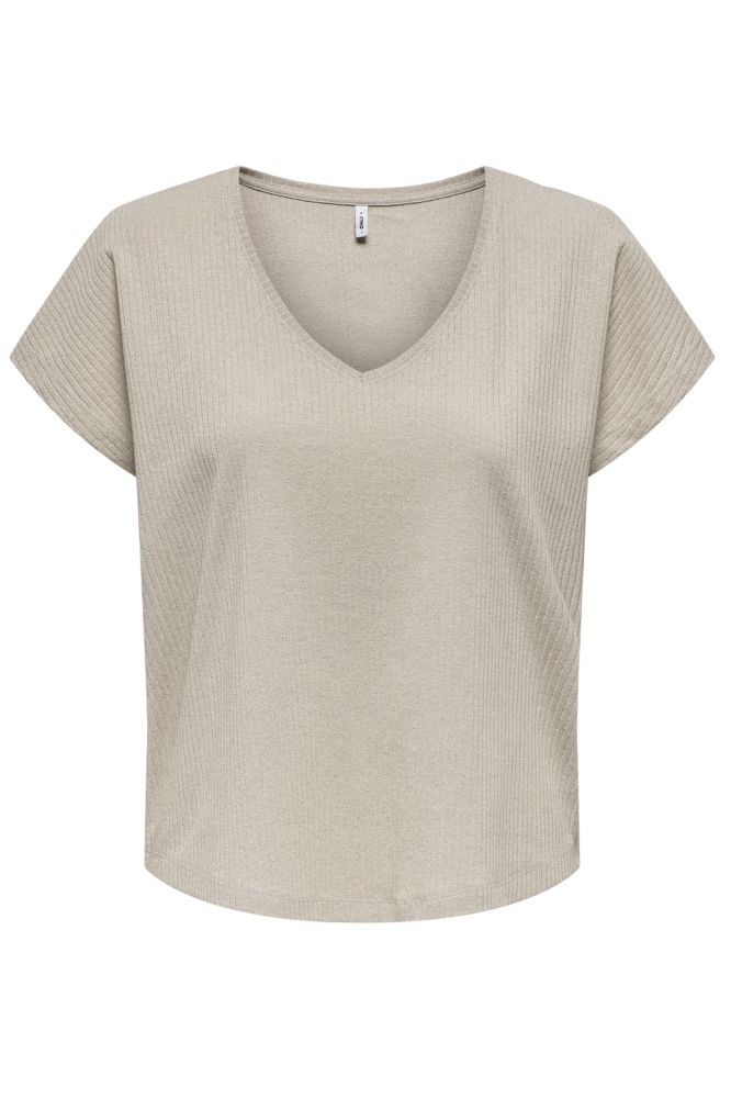 ONLASIA S/S V-NECK TOP CC JRS 15339794 PUMICE STONE/FROSTED AL