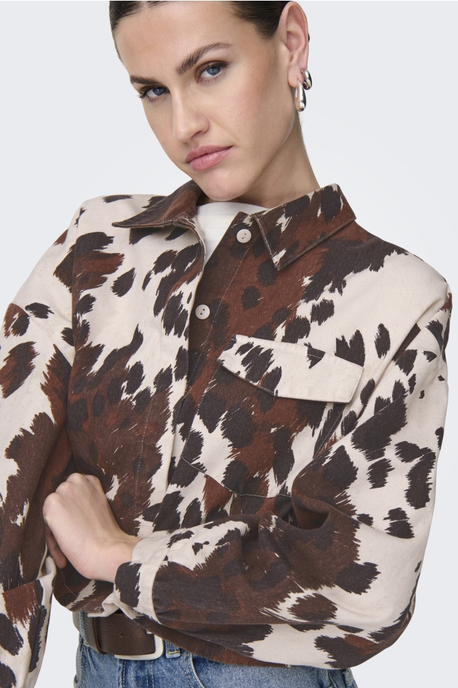 ONLCANNY LS BOXY SHIRT WVN 15358626 CHOCOLATE FONDANT