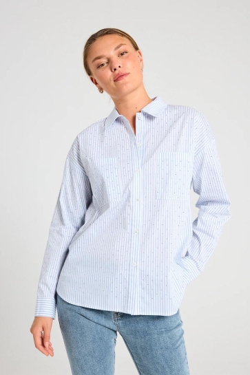 Freequent Blouse FQFELINA SHIRT 205501 OFF WHITE W CHAMBRAY BLUE