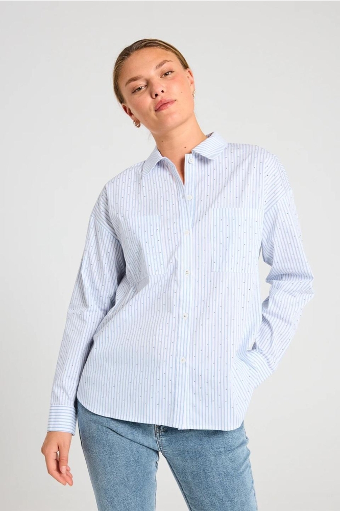 FQFELINA SHIRT 205501 OFF WHITE W CHAMBRAY BLUE