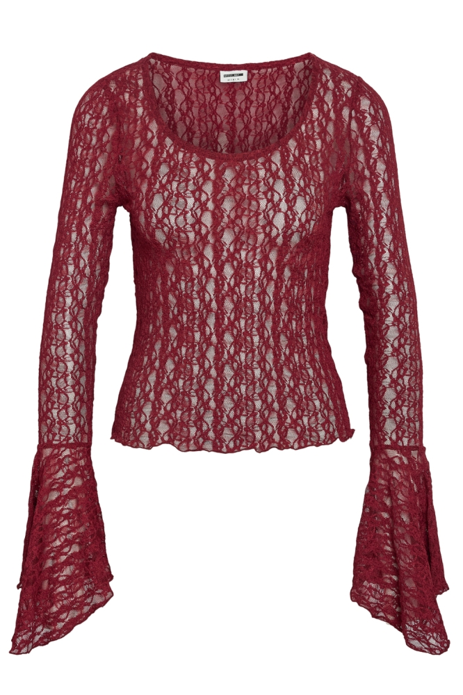 NMFRANCIE L/S O-NECK LACE BELL SLEE 27035414 TIBETAN RED