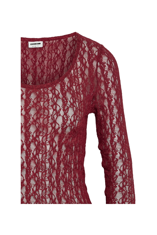 NMFRANCIE L/S O-NECK LACE BELL SLEE 27035414 TIBETAN RED