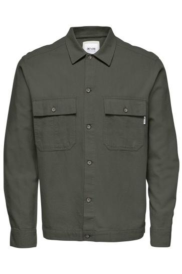 Only & Sons Overhemd ONSKENNET LS LINEN OVERSHIRT NOOS 22019758 KAMBABA