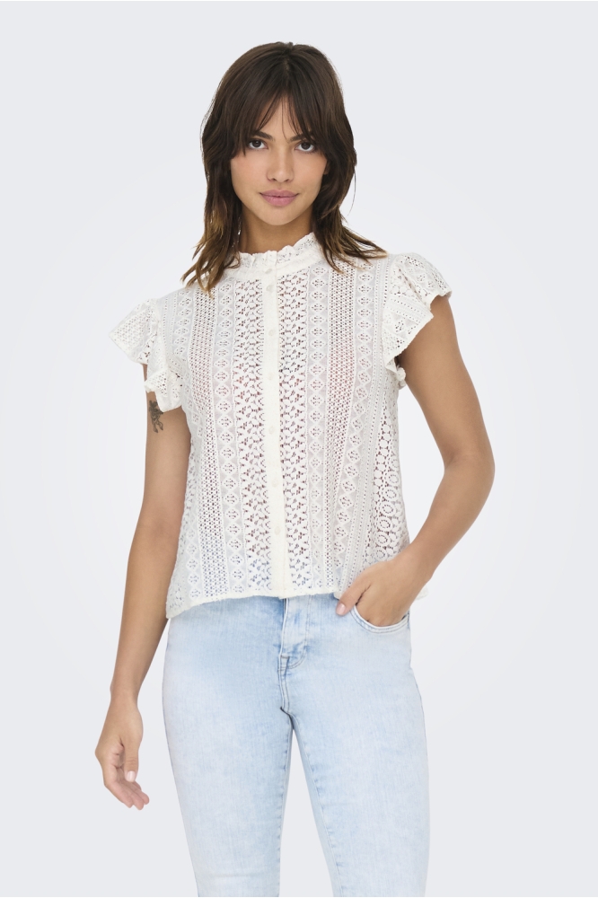 ONLGABINA CAP SLEEVE TOP WVN 15335251 Cloud Dancer