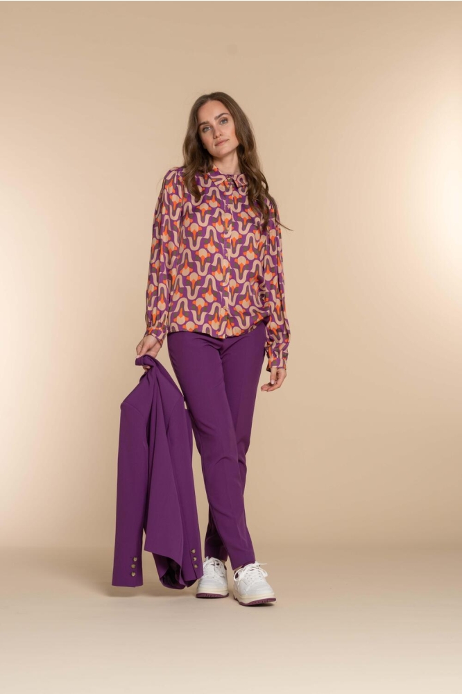 BLOUSE MET VINTAGE PRINT 33644 20 Purple/Coral combi